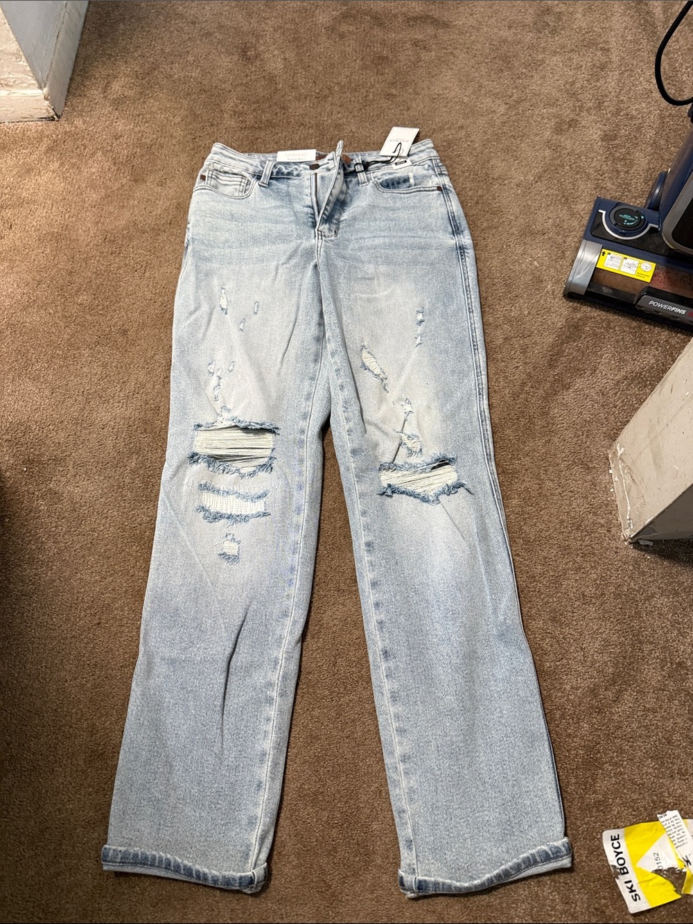 Judy Blue Washed Light Blue Ripped Straight Leg Jeans